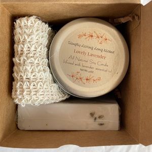 Soy candle, goat milk soap, exfoliating polish